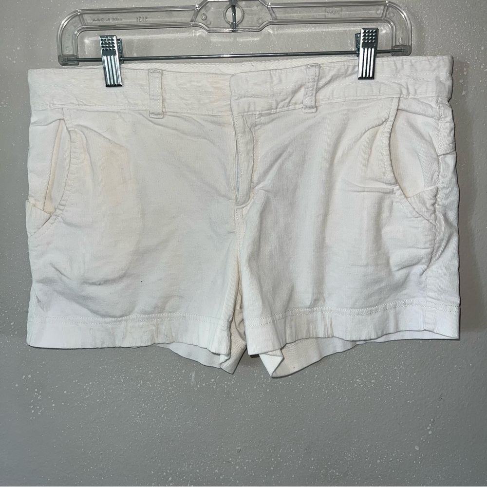 Athleta White Pica Stretch Corduroy Shorts Size 8